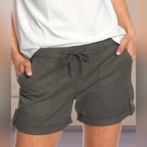 Women's Dark Grey Solid Drawstring Shorts Medium - New Without Tags